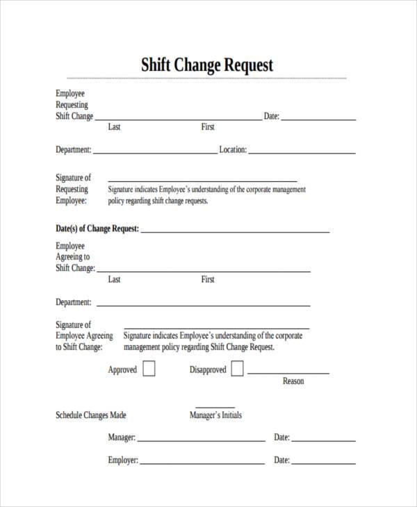 shift exchange form employee